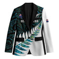 New Zealand Silver Fern Rugby Custom Blazer Go All Black Turquoise Maori Paua Shell - Aussie Hoodie