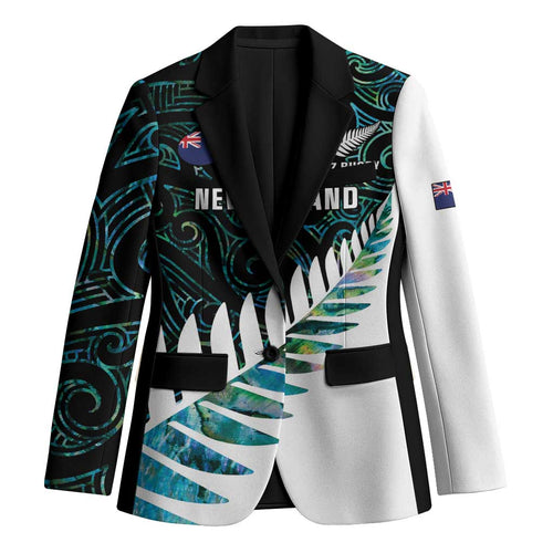 New Zealand Silver Fern Rugby Custom Blazer Go All Black Turquoise Maori Paua Shell - Aussie Hoodie