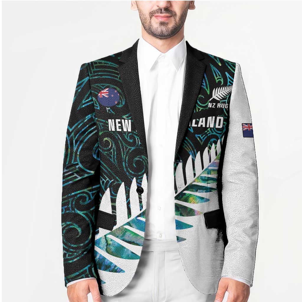 New Zealand Silver Fern Rugby Custom Blazer Go All Black Turquoise Maori Paua Shell - Aussie Hoodie