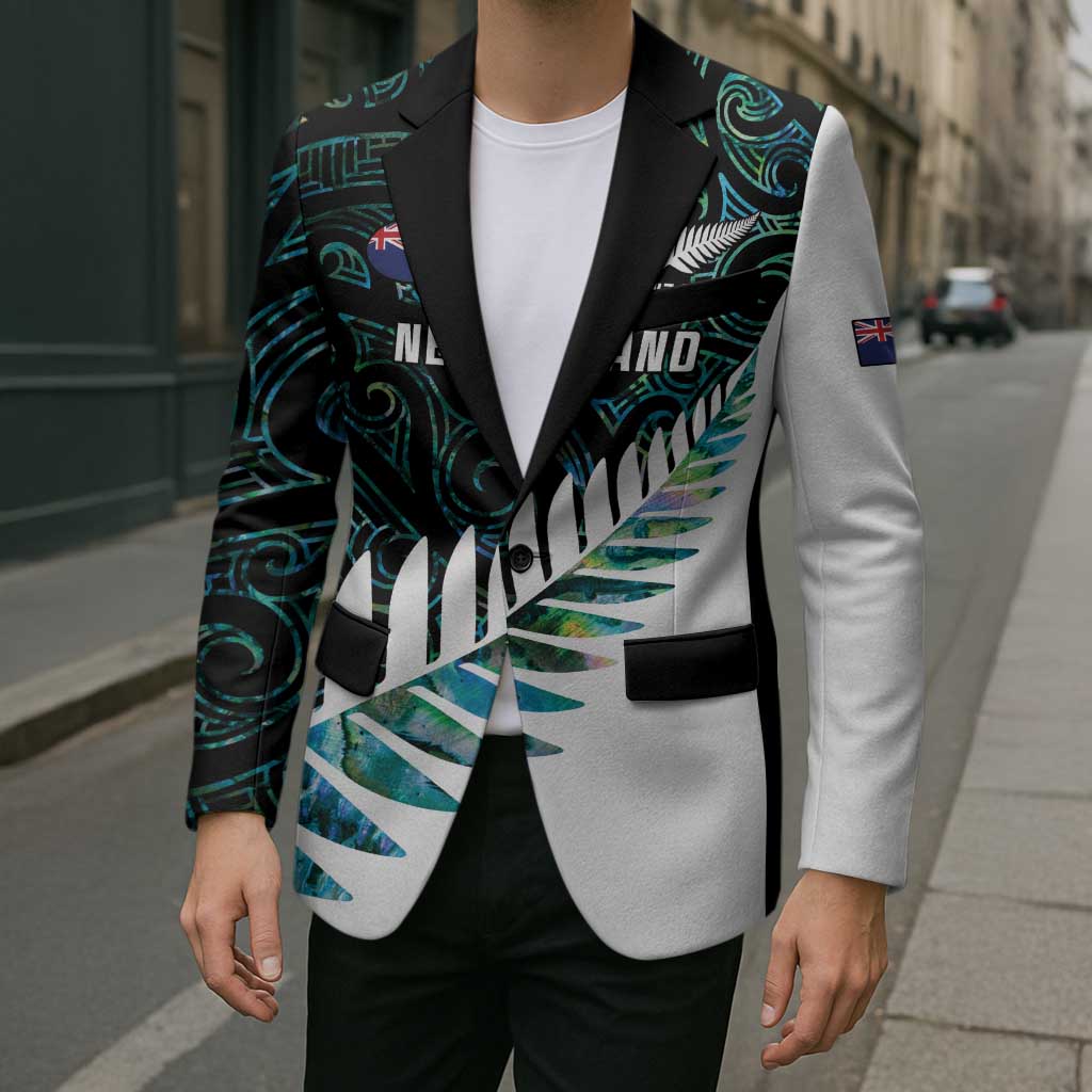 New Zealand Silver Fern Rugby Custom Blazer Go All Black Turquoise Maori Paua Shell - Aussie Hoodie