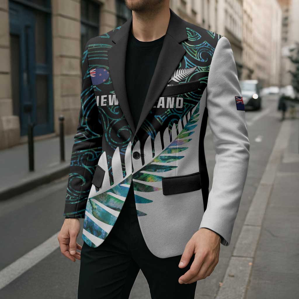 New Zealand Silver Fern Rugby Custom Blazer Go All Black Turquoise Maori Paua Shell - Aussie Hoodie