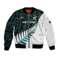 New Zealand Silver Fern Rugby Custom Bomber Jacket Go All Black Turquoise Maori Paua Shell - Aussie Hoodie