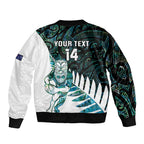 New Zealand Silver Fern Rugby Custom Bomber Jacket Go All Black Turquoise Maori Paua Shell - Aussie Hoodie