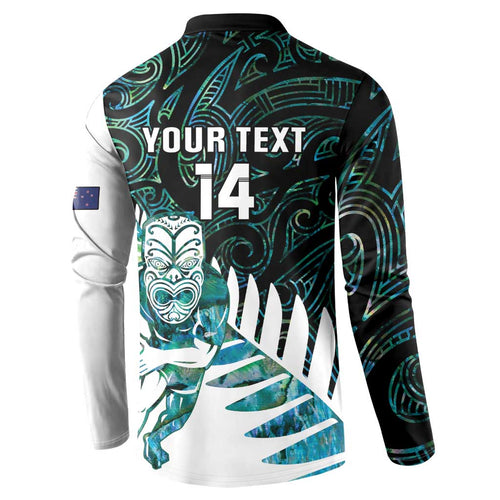 New Zealand Silver Fern Rugby Custom Button Sweatshirt Go All Black Turquoise Maori Paua Shell - Aussie Hoodie