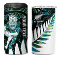 New Zealand Silver Fern Rugby Custom 4 in 1 Can Cooler Tumbler Go All Black Turquoise Maori Paua Shell - Aussie Hoodie
