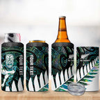New Zealand Silver Fern Rugby Custom 4 in 1 Can Cooler Tumbler Go All Black Turquoise Maori Paua Shell - Aussie Hoodie