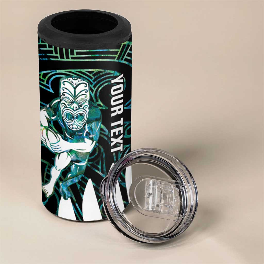 New Zealand Silver Fern Rugby Custom 4 in 1 Can Cooler Tumbler Go All Black Turquoise Maori Paua Shell - Aussie Hoodie