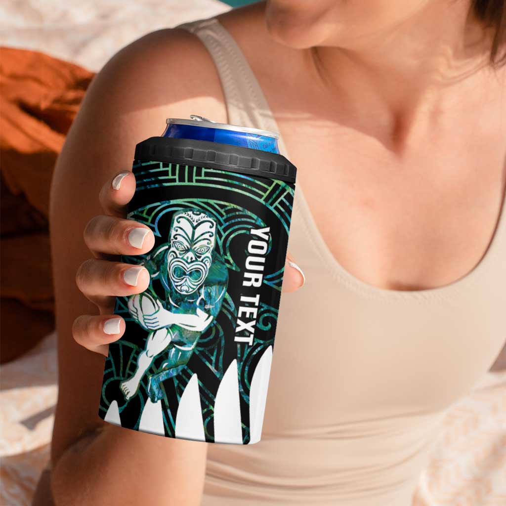 New Zealand Silver Fern Rugby Custom 4 in 1 Can Cooler Tumbler Go All Black Turquoise Maori Paua Shell - Aussie Hoodie