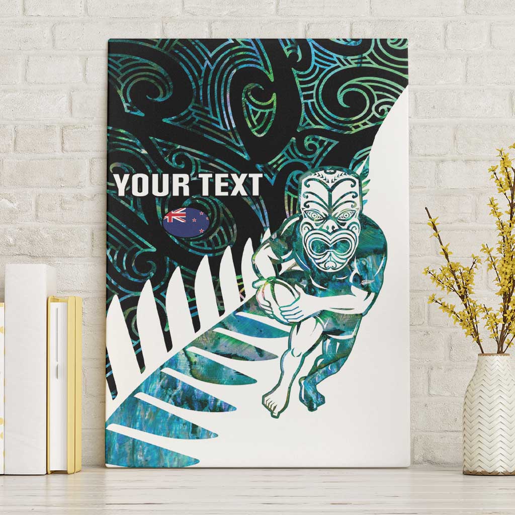 New Zealand Silver Fern Rugby Custom Canvas Wall Art Go All Black Turquoise Maori Paua Shell - Aussie Hoodie