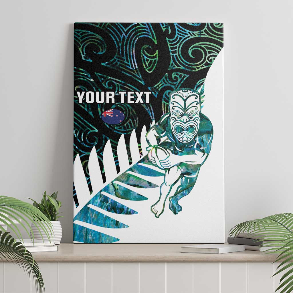 New Zealand Silver Fern Rugby Custom Canvas Wall Art Go All Black Turquoise Maori Paua Shell - Aussie Hoodie