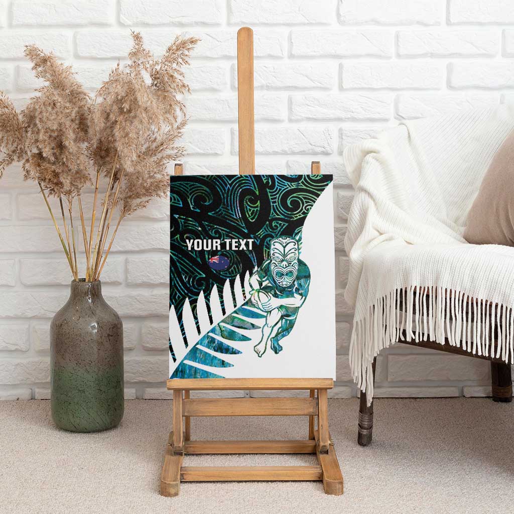 New Zealand Silver Fern Rugby Custom Canvas Wall Art Go All Black Turquoise Maori Paua Shell - Aussie Hoodie