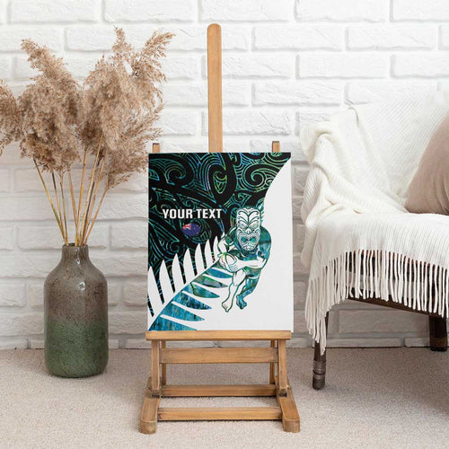 New Zealand Silver Fern Rugby Custom Canvas Wall Art Go All Black Turquoise Maori Paua Shell - Aussie Hoodie