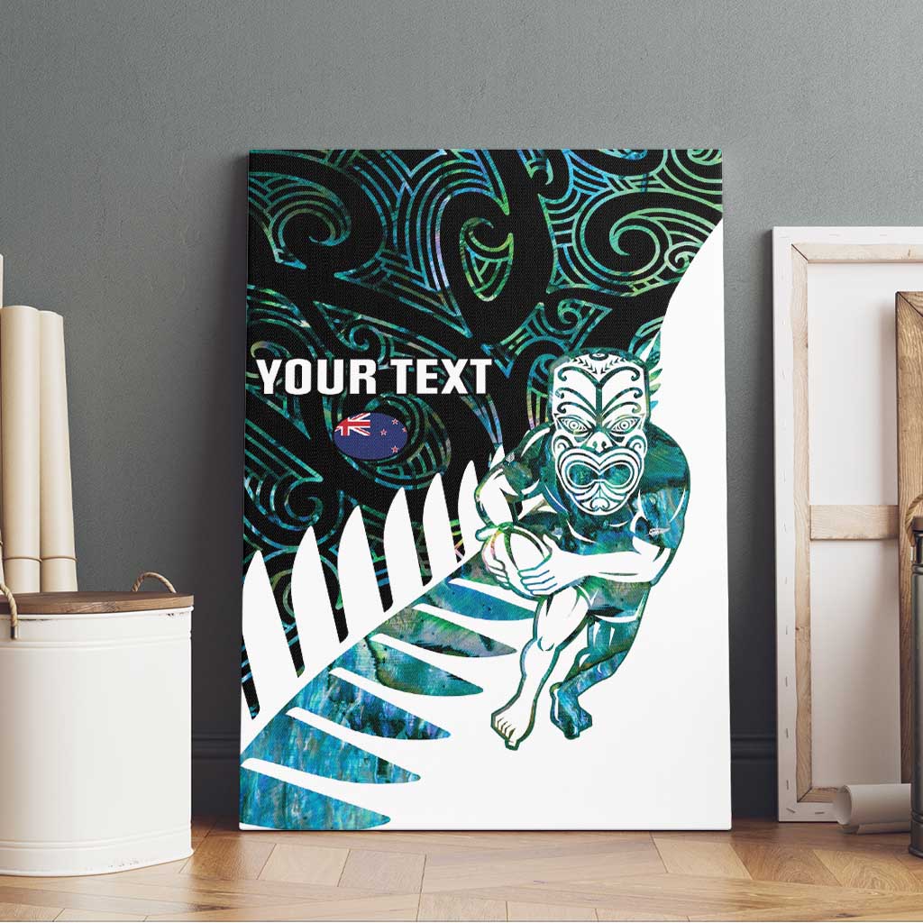 New Zealand Silver Fern Rugby Custom Canvas Wall Art Go All Black Turquoise Maori Paua Shell - Aussie Hoodie