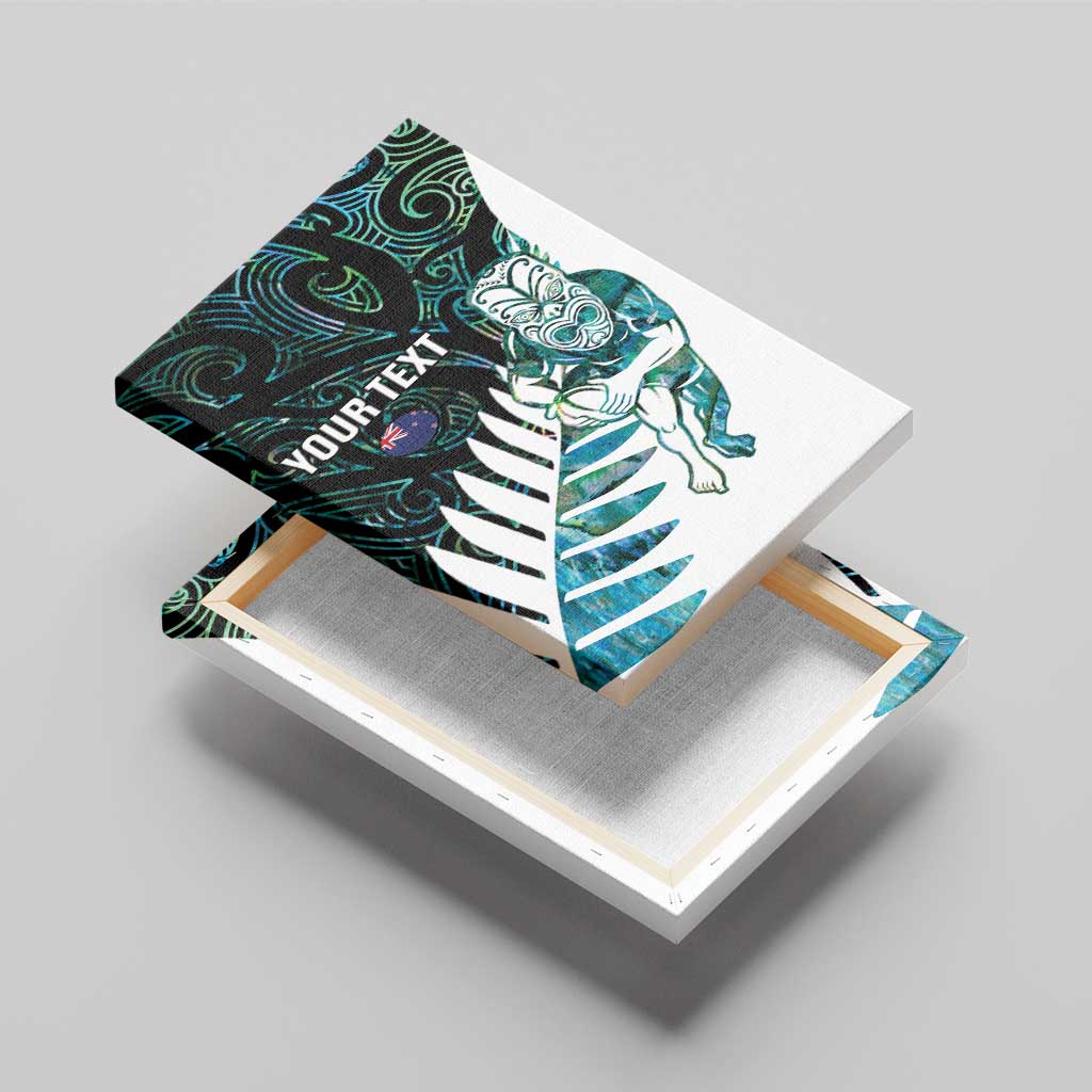 New Zealand Silver Fern Rugby Custom Canvas Wall Art Go All Black Turquoise Maori Paua Shell - Aussie Hoodie
