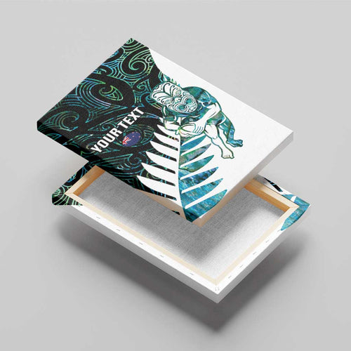 New Zealand Silver Fern Rugby Custom Canvas Wall Art Go All Black Turquoise Maori Paua Shell - Aussie Hoodie