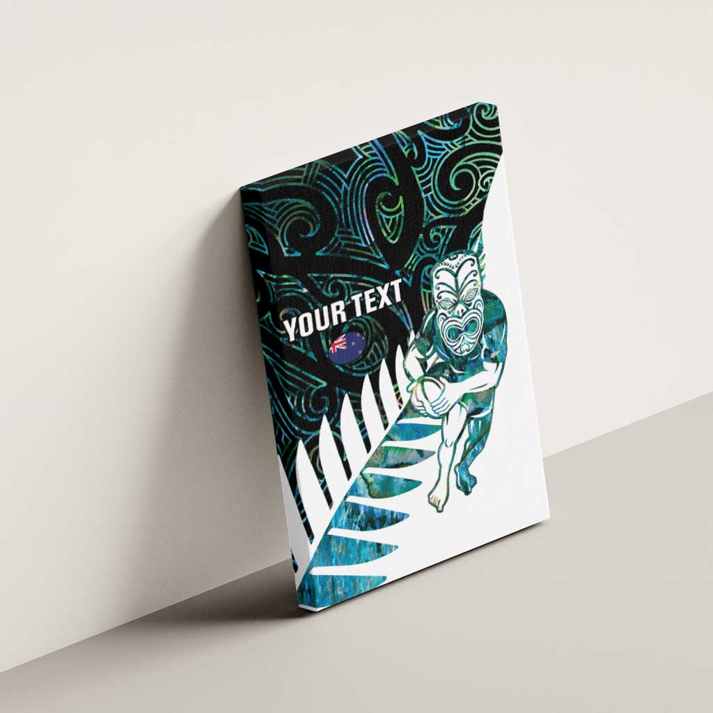 New Zealand Silver Fern Rugby Custom Canvas Wall Art Go All Black Turquoise Maori Paua Shell - Aussie Hoodie