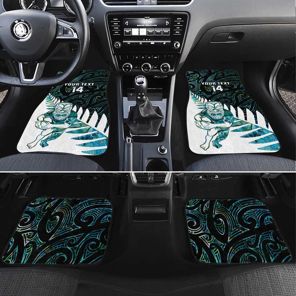 New Zealand Silver Fern Rugby Custom Car Mats Go All Black Turquoise Maori Paua Shell - Aussie Hoodie