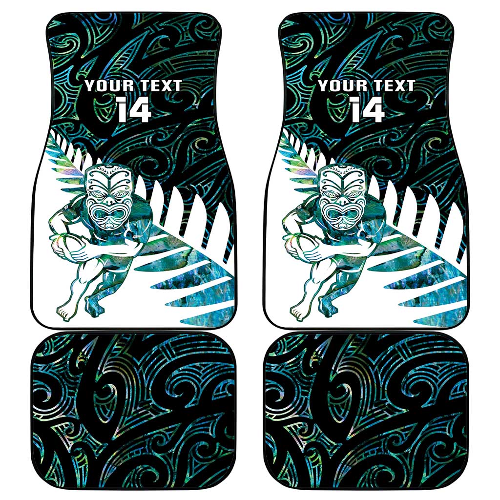 New Zealand Silver Fern Rugby Custom Car Mats Go All Black Turquoise Maori Paua Shell - Aussie Hoodie