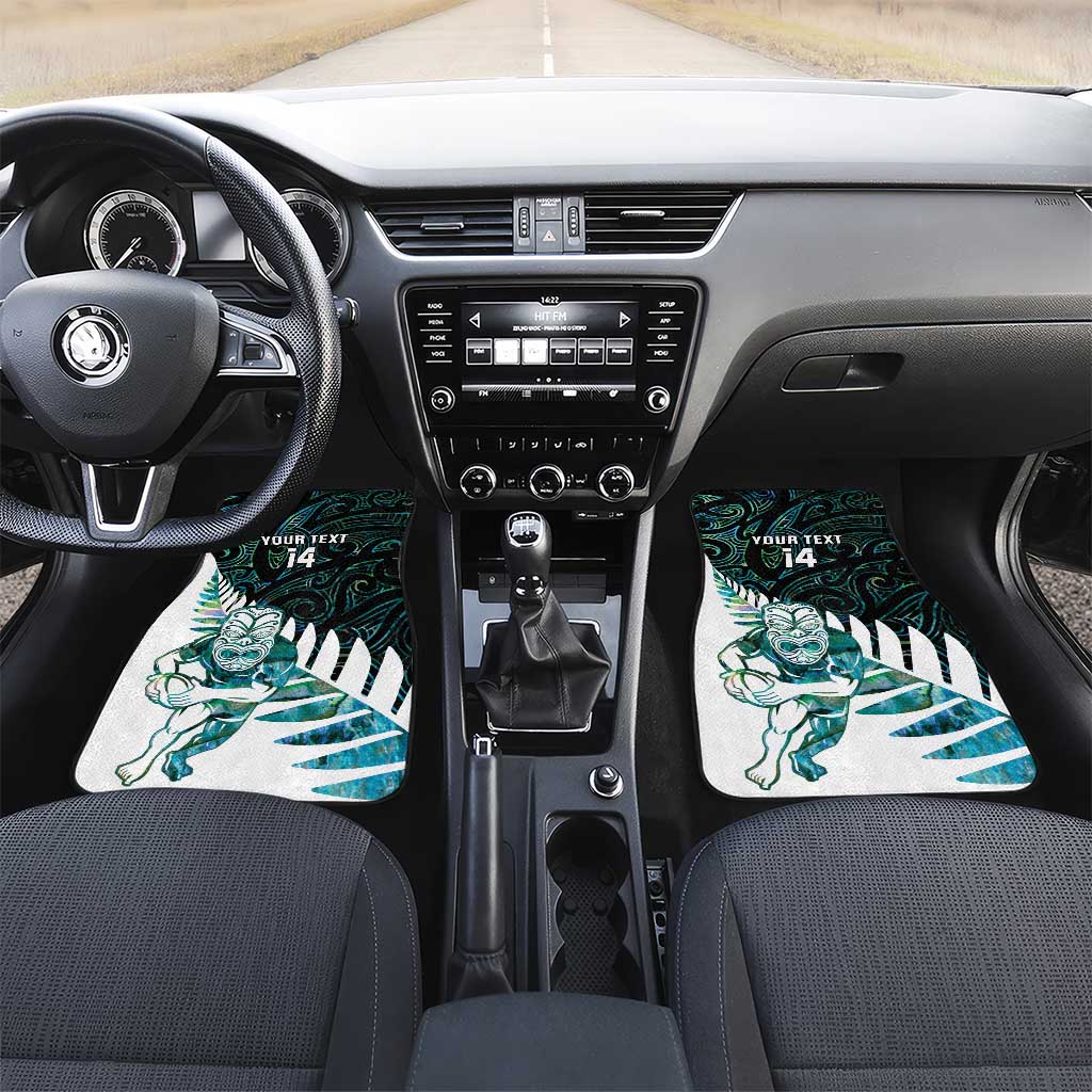 New Zealand Silver Fern Rugby Custom Car Mats Go All Black Turquoise Maori Paua Shell - Aussie Hoodie
