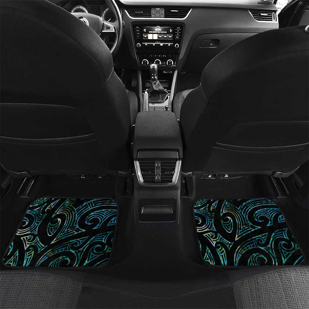 New Zealand Silver Fern Rugby Custom Car Mats Go All Black Turquoise Maori Paua Shell - Aussie Hoodie
