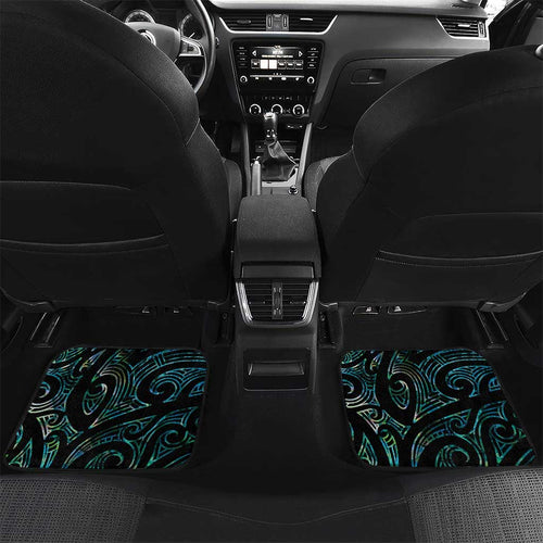 New Zealand Silver Fern Rugby Custom Car Mats Go All Black Turquoise Maori Paua Shell - Aussie Hoodie