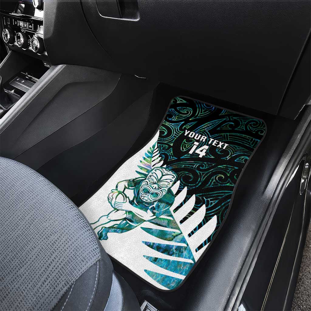 New Zealand Silver Fern Rugby Custom Car Mats Go All Black Turquoise Maori Paua Shell - Aussie Hoodie