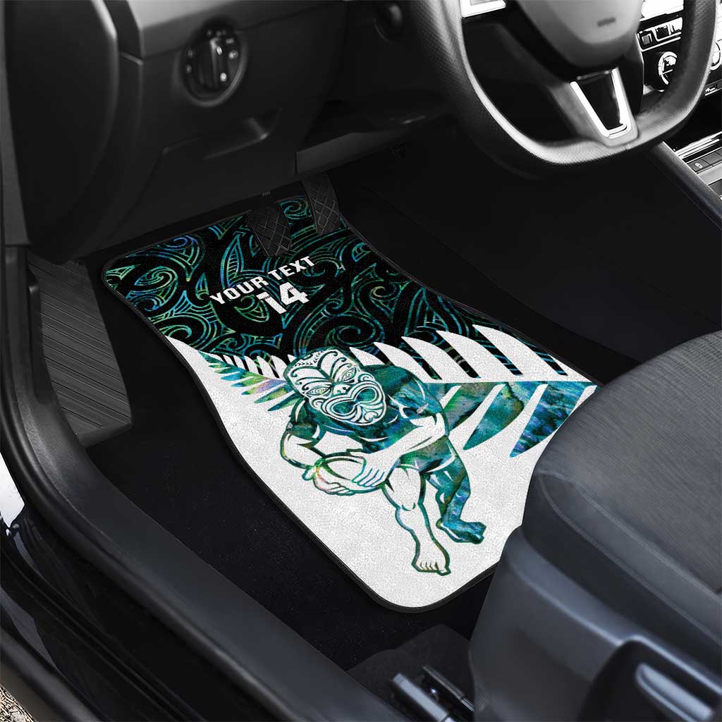 New Zealand Silver Fern Rugby Custom Car Mats Go All Black Turquoise Maori Paua Shell - Aussie Hoodie