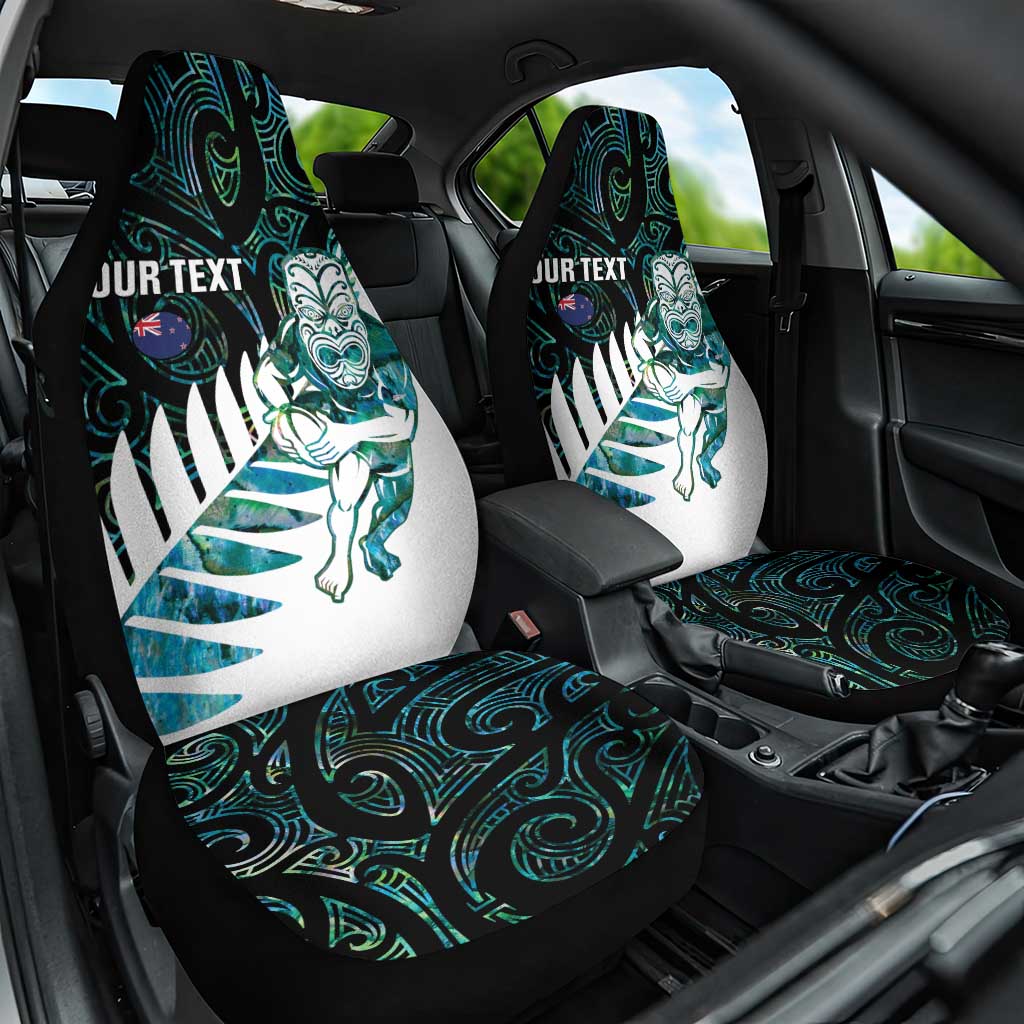 New Zealand Silver Fern Rugby Custom Car Seat Cover Go All Black Turquoise Maori Paua Shell - Aussie Hoodie
