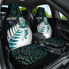 New Zealand Silver Fern Rugby Custom Car Seat Cover Go All Black Turquoise Maori Paua Shell - Aussie Hoodie