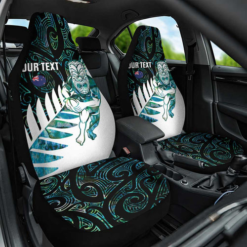 New Zealand Silver Fern Rugby Custom Car Seat Cover Go All Black Turquoise Maori Paua Shell - Aussie Hoodie