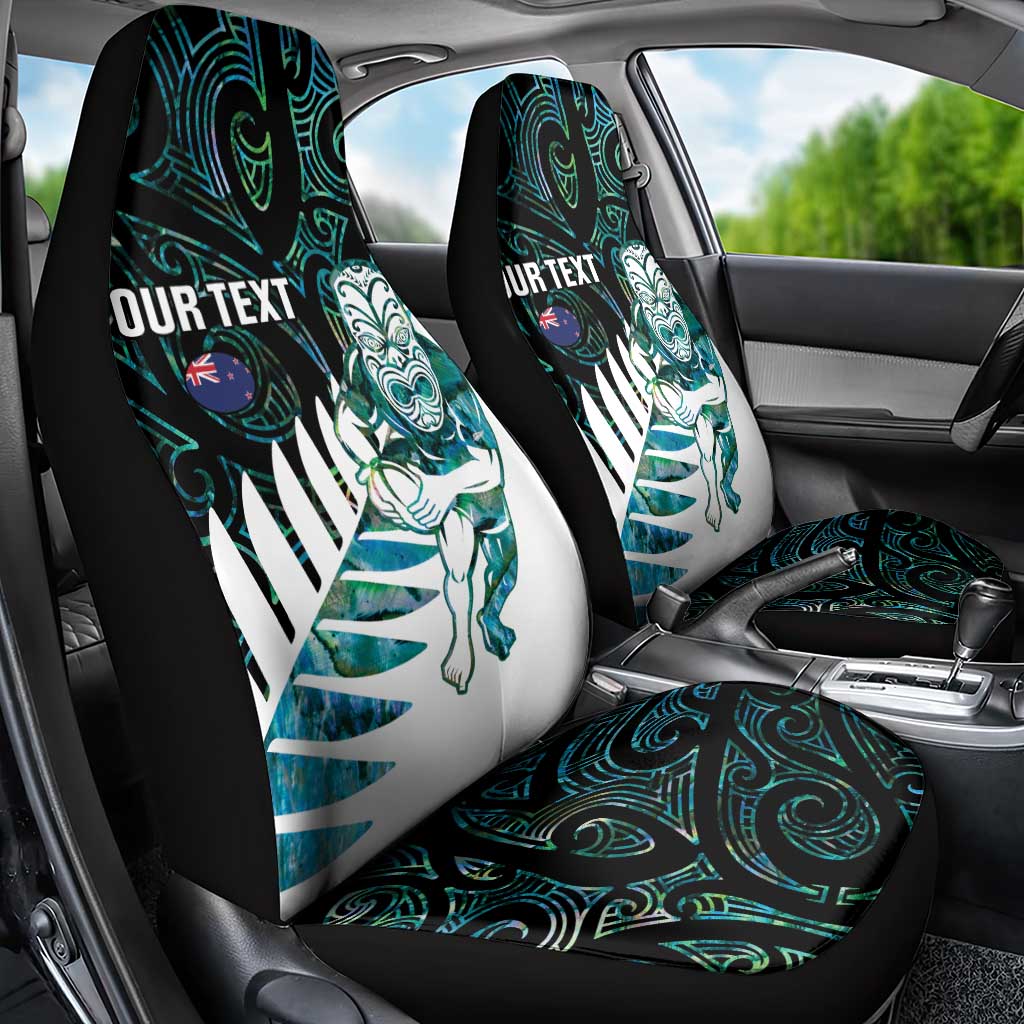 New Zealand Silver Fern Rugby Custom Car Seat Cover Go All Black Turquoise Maori Paua Shell - Aussie Hoodie