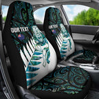 New Zealand Silver Fern Rugby Custom Car Seat Cover Go All Black Turquoise Maori Paua Shell - Aussie Hoodie