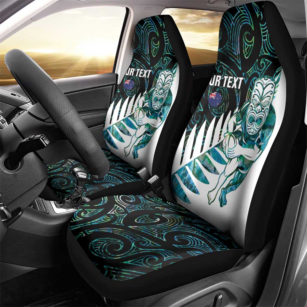 New Zealand Silver Fern Rugby Custom Car Seat Cover Go All Black Turquoise Maori Paua Shell - Aussie Hoodie