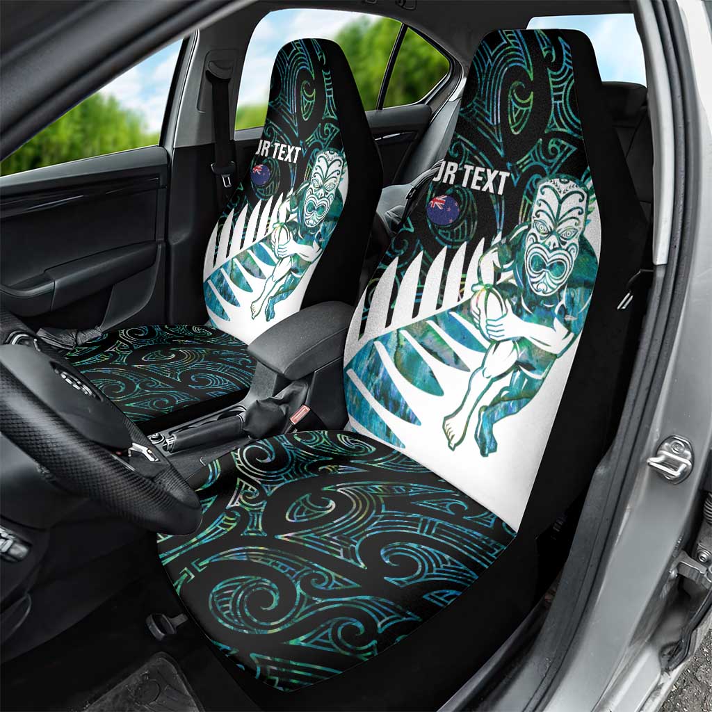 New Zealand Silver Fern Rugby Custom Car Seat Cover Go All Black Turquoise Maori Paua Shell - Aussie Hoodie