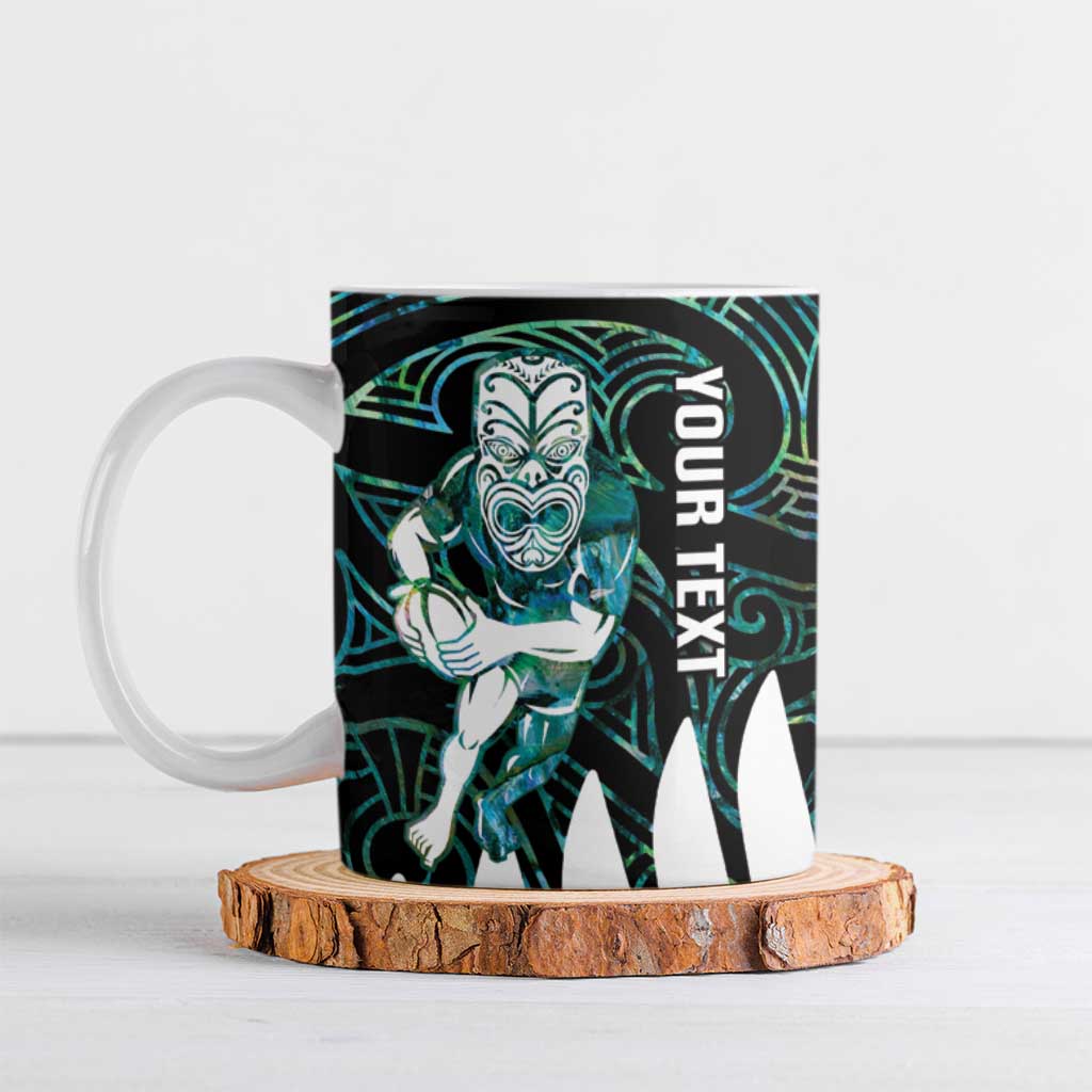 New Zealand Silver Fern Rugby Custom Ceramic Mug Go All Black Turquoise Maori Paua Shell - Aussie Hoodie