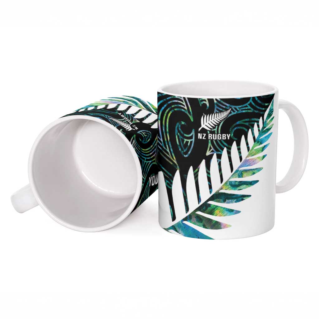 New Zealand Silver Fern Rugby Custom Ceramic Mug Go All Black Turquoise Maori Paua Shell - Aussie Hoodie