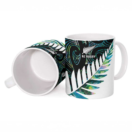 New Zealand Silver Fern Rugby Custom Ceramic Mug Go All Black Turquoise Maori Paua Shell - Aussie Hoodie