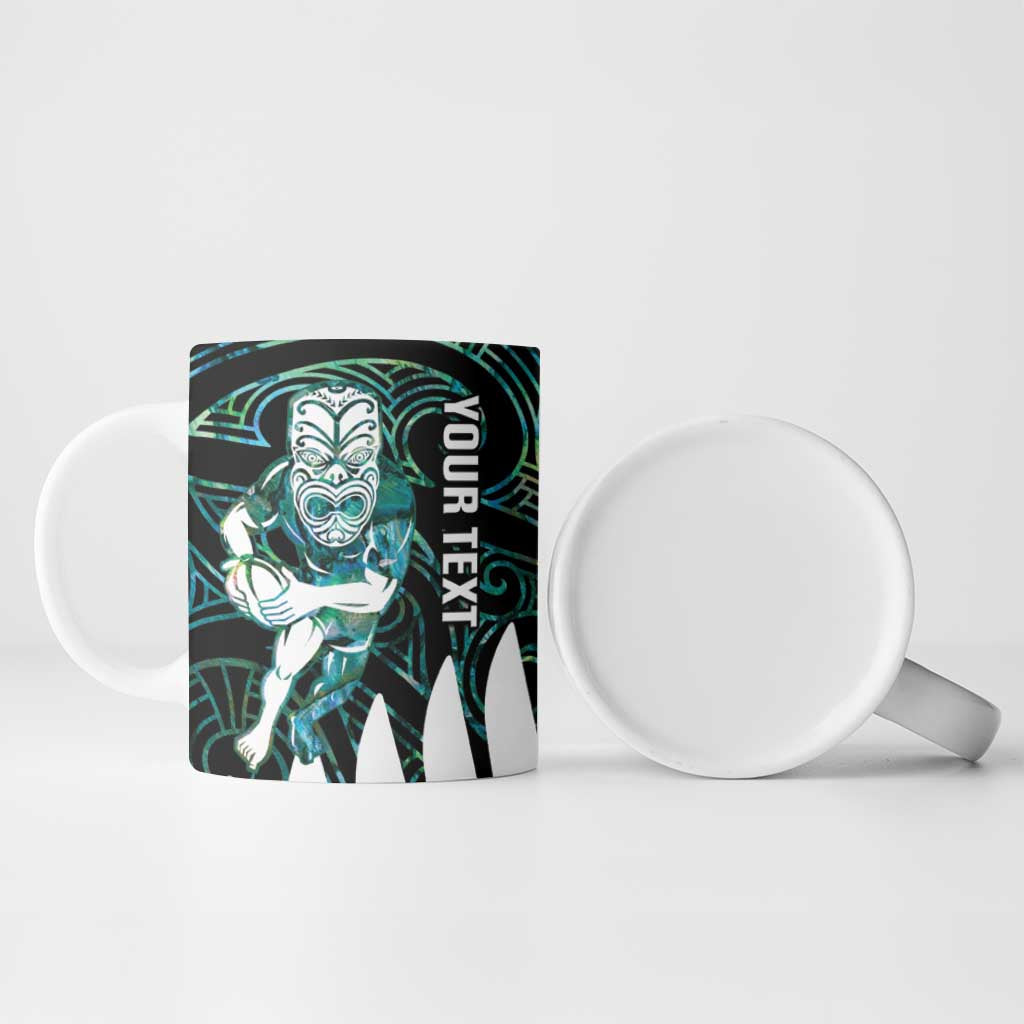 New Zealand Silver Fern Rugby Custom Ceramic Mug Go All Black Turquoise Maori Paua Shell - Aussie Hoodie