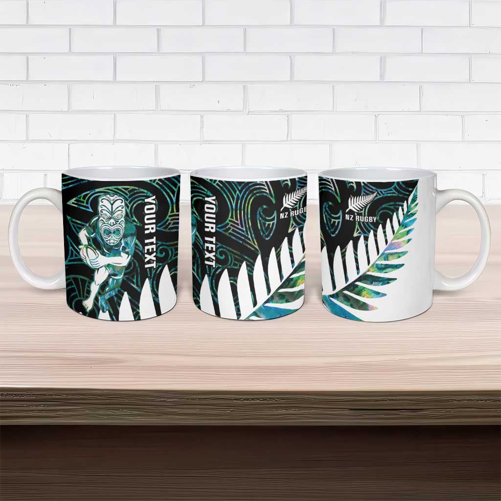 New Zealand Silver Fern Rugby Custom Ceramic Mug Go All Black Turquoise Maori Paua Shell - Aussie Hoodie