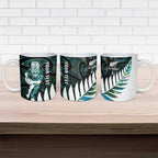 New Zealand Silver Fern Rugby Custom Ceramic Mug Go All Black Turquoise Maori Paua Shell - Aussie Hoodie
