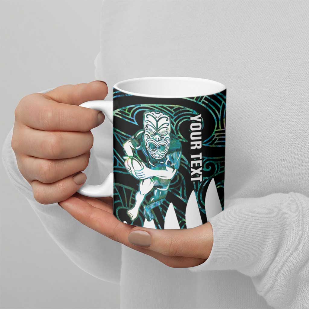 New Zealand Silver Fern Rugby Custom Ceramic Mug Go All Black Turquoise Maori Paua Shell - Aussie Hoodie