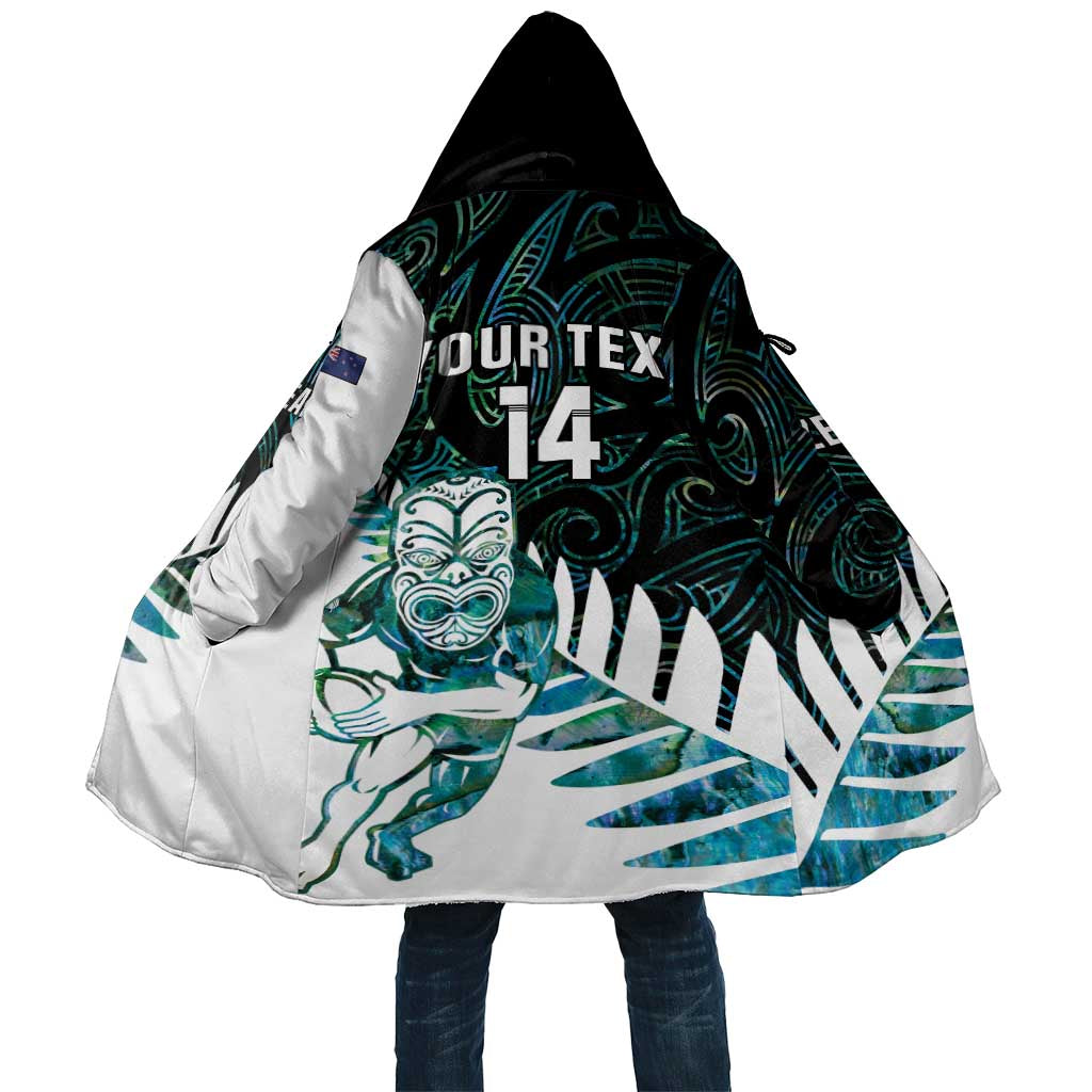 New Zealand Silver Fern Rugby Custom Cloak Go All Black Turquoise Maori Paua Shell - Aussie Hoodie