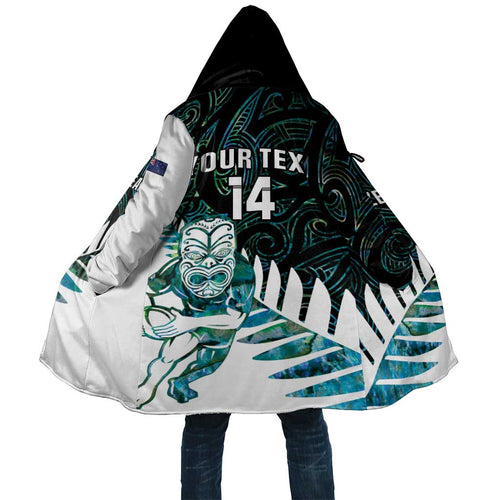 New Zealand Silver Fern Rugby Custom Cloak Go All Black Turquoise Maori Paua Shell - Aussie Hoodie