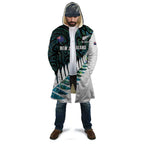 New Zealand Silver Fern Rugby Custom Cloak Go All Black Turquoise Maori Paua Shell - Aussie Hoodie