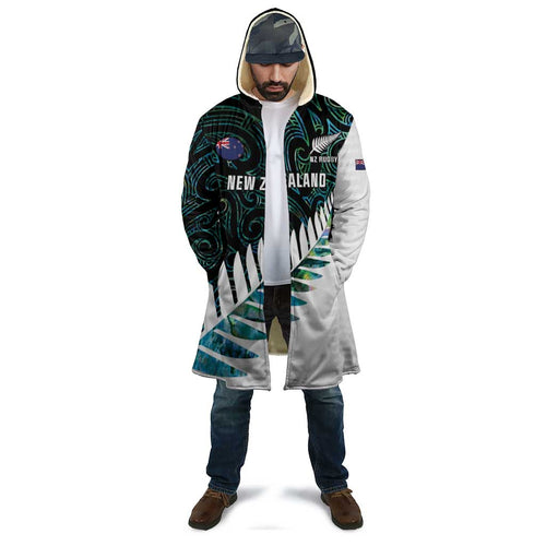 New Zealand Silver Fern Rugby Custom Cloak Go All Black Turquoise Maori Paua Shell - Aussie Hoodie