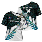 New Zealand Silver Fern Rugby Custom Cross Shoulder Shirt Go All Black Turquoise Maori Paua Shell - Aussie Hoodie