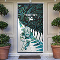 New Zealand Silver Fern Rugby Custom Door Cover Go All Black Turquoise Maori Paua Shell - Aussie Hoodie