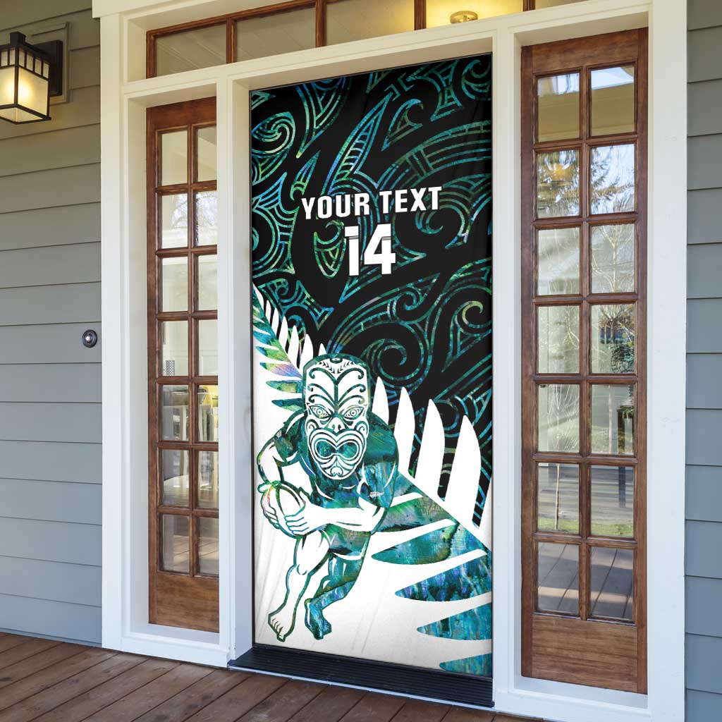 New Zealand Silver Fern Rugby Custom Door Cover Go All Black Turquoise Maori Paua Shell - Aussie Hoodie
