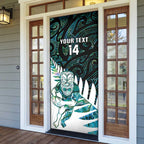 New Zealand Silver Fern Rugby Custom Door Cover Go All Black Turquoise Maori Paua Shell - Aussie Hoodie