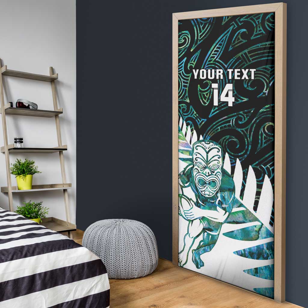 New Zealand Silver Fern Rugby Custom Door Cover Go All Black Turquoise Maori Paua Shell - Aussie Hoodie